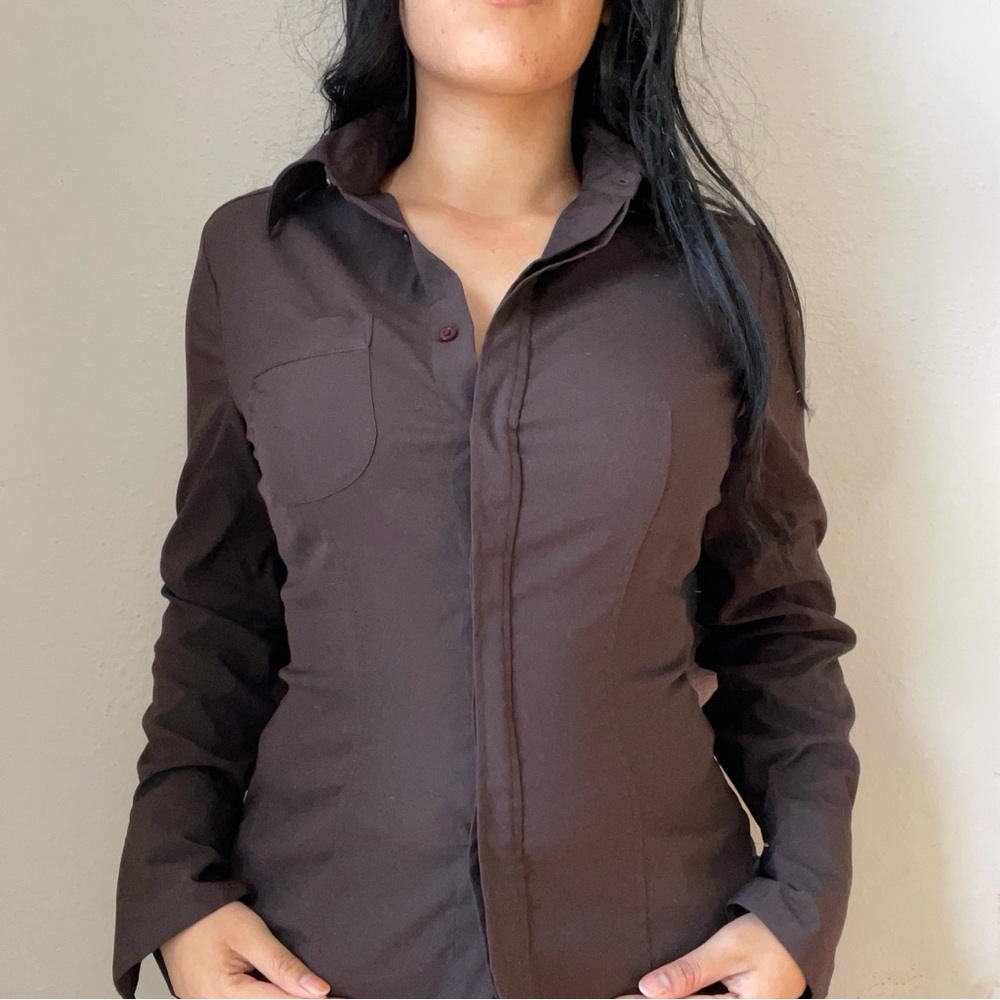 Women's Brown Button-Up Shirt